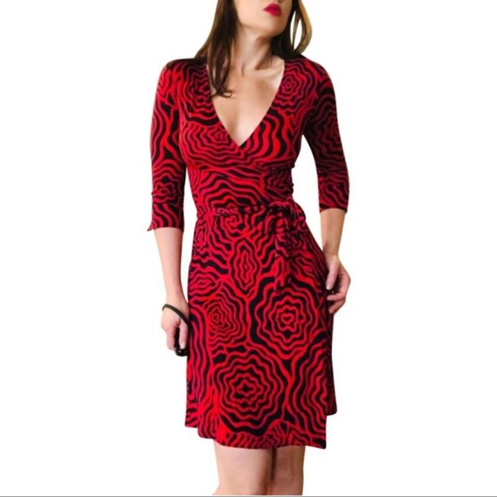Vintage DVF Julian Two Silk-Jersey Wrap Dress Sz 4